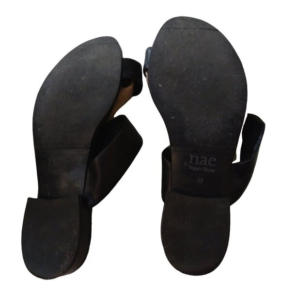 Nae Vegan Leather Women's Size 37/US 6.5 Organic Fabric Strappy Slip On Sandals - Picture 5 of 5